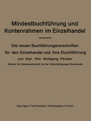 cover image of Mindestbuchführung und Kontenrahmen im Einzelhandel